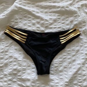 Victoria secret black and gold strap bikini bottom